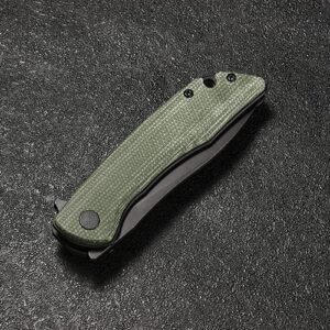 CMB Made Knives 3"Blaze Black D2 Liner Lock Flipper Folding Pocket Knife Green Micarta Handle Camping EDC CMB-06G (Green)