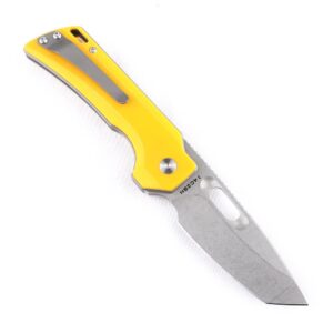 JEABROTHER outdoor folding pocket knife, with 2.6 inch 14C28N blade, G10 handle, steel clip, EDC overturning utility knife, used for hunting, camping, hiking and fishing