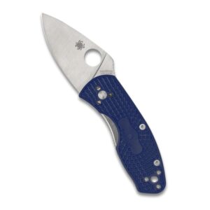 spyderco ambitious lightweight pocket knife - spyderedge stainless steel blade with blue bi-directional textured frn handle - an everyday carry folding knife - c148sbk