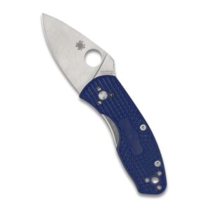 Spyderco Ambitious Lightweight Pocket Knife - SpyderEdge Stainless Steel Blade with Blue Bi-Directional Textured FRN Handle - An Everyday Carry Folding Knife - C148SBK