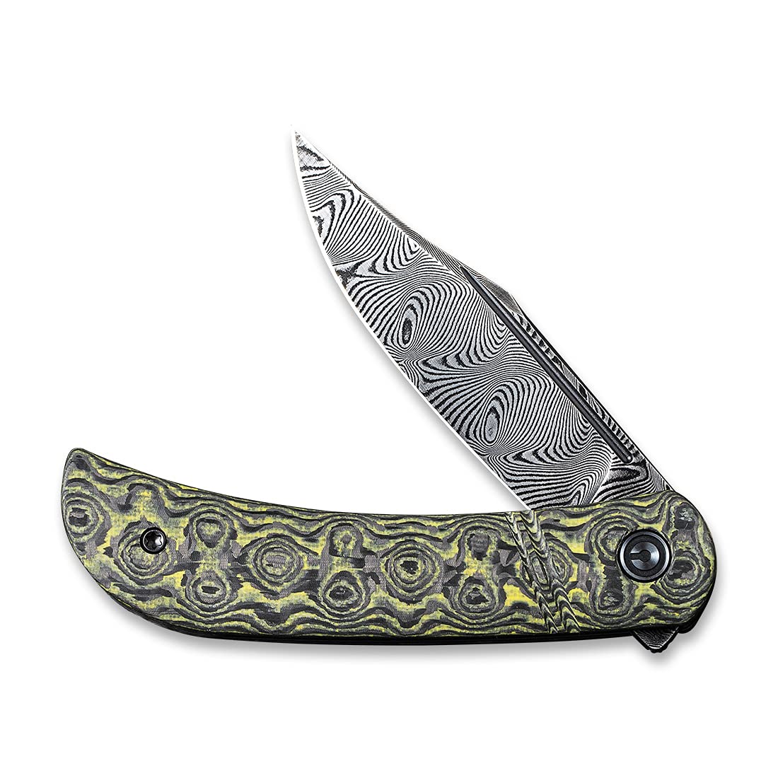 CIVIVI Appalachian Drifter Slip Joint Folding Knife, Non-Locking Pocket Knife with 2.96 inch Black Hand Rubbed Damascus Blade, Good for Camping Hunting EDC C2015DS-3