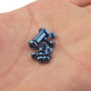 20-Piece Blue Titanium Screw and Pivot Set with Black Deep Carry Pocket Clip, 2 Pack Omega Springs, and Blue Thumb Studs for Benchmade 535 Bugout Knife