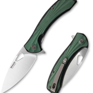 SHAN ZU Pocket Knife 3.2 in, 14C28N Steel Blade EDC Folding Knife for Men & Women, Utility Survival Knife with G10 Handle & Pocket Clip for Camping Fishing Hiking Hunting - Green