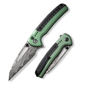 civivi sentinel strike pocket knife with glass breaker, utility folding knife for outdoor edc, 3.7" reverse tanto damascus blade, aircraft grade aluminum handle with frn integral spacer c22025b-ds1