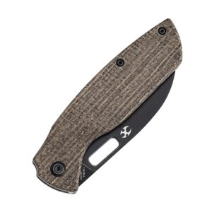 KANSEPT Convict Pocket Folding Knives EDC Camping Folding Knife 3.3'' Black Stonewashed 154CM Material Pocket Folding Knife with Brown Micarta Handle Everyday Carry T1023A1