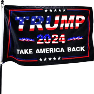 Trump 2024 Take America Back Flag, 3x5 ft 2024 Trump for President Flag Outdoor Room Wall Trump Flags Decoration Banner with 2 Brass Grommets & Double Stitched