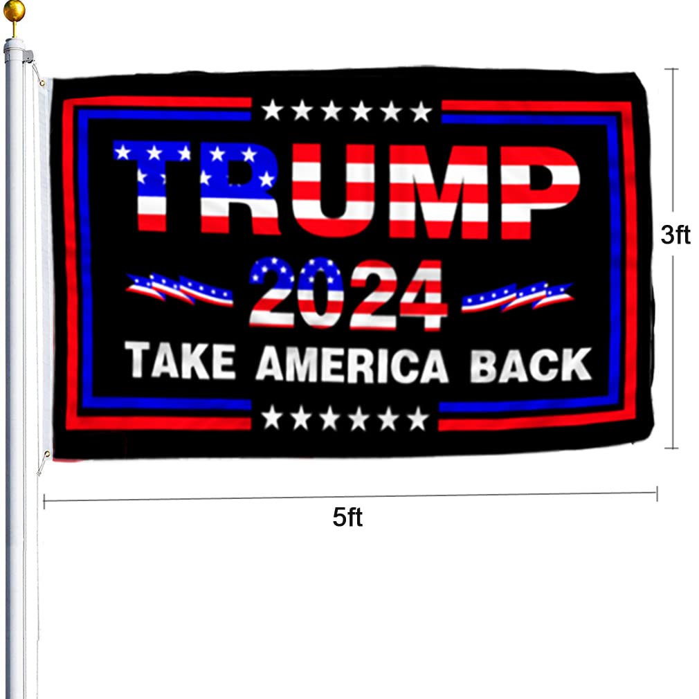 Trump 2024 Take America Back Flag, 3x5 ft 2024 Trump for President Flag Outdoor Room Wall Trump Flags Decoration Banner with 2 Brass Grommets & Double Stitched