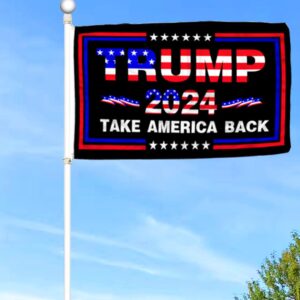 Trump 2024 Take America Back Flag, 3x5 ft 2024 Trump for President Flag Outdoor Room Wall Trump Flags Decoration Banner with 2 Brass Grommets & Double Stitched