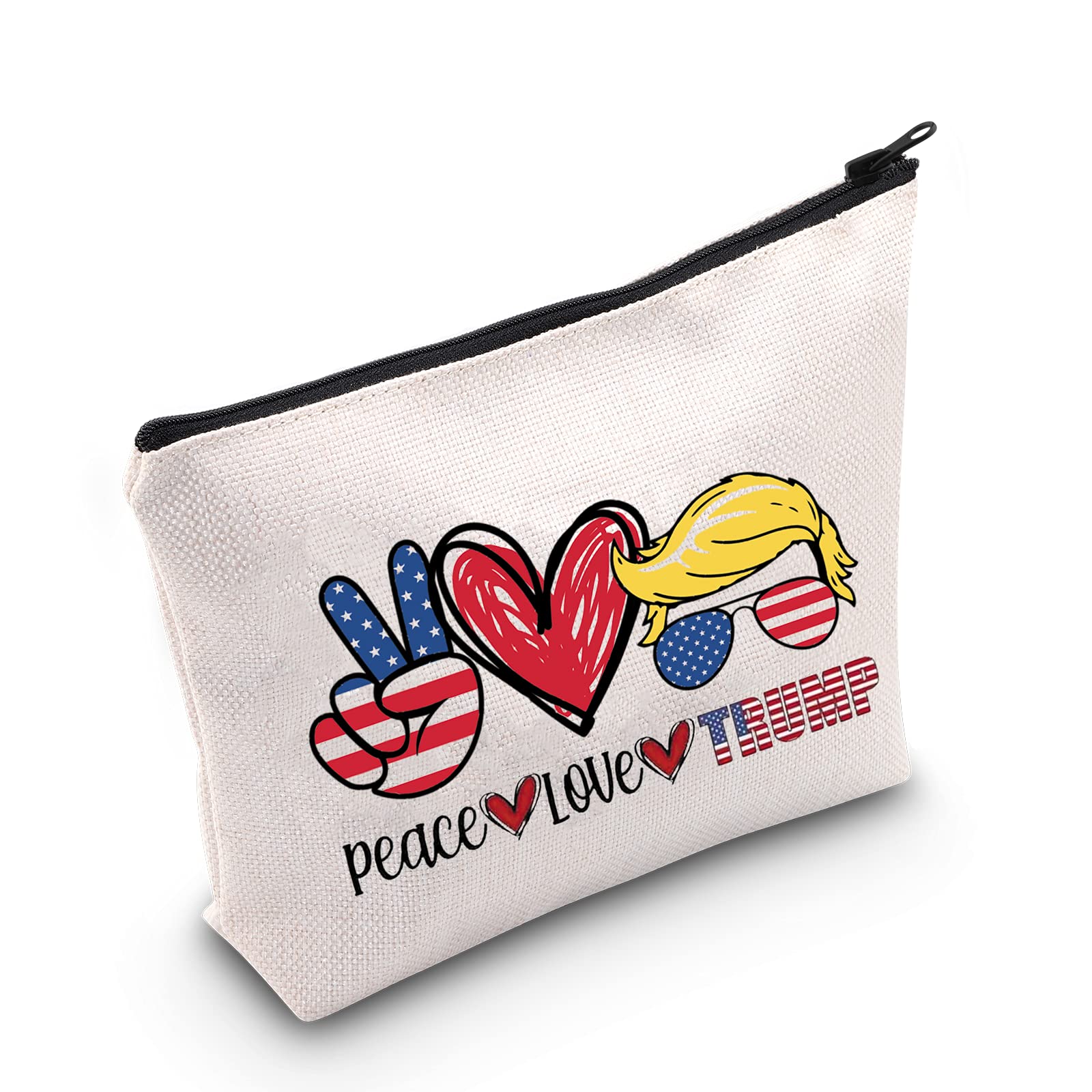 LEVLO Funny Trump Cosmetic Bag Trump 2024 Back Gift Peace Love Trump Makeup Zipper Pouch Bag (Peace Love Trump)