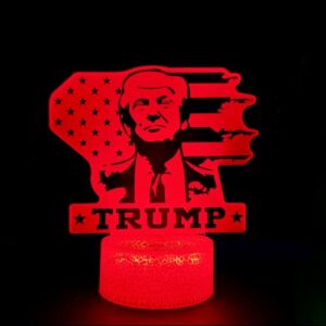 Ikavis 3D LED Night Light Trump 2024 Flat Acrylic Illusion Lighting Lamp with 7 Colors and Touch Sensor, Trump Fan Nightlight Gift