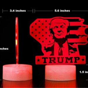 Ikavis 3D LED Night Light Trump 2024 Flat Acrylic Illusion Lighting Lamp with 7 Colors and Touch Sensor, Trump Fan Nightlight Gift