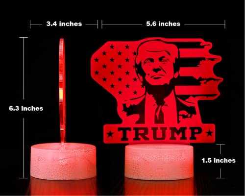 Ikavis 3D LED Night Light Trump 2024 Flat Acrylic Illusion Lighting Lamp with 7 Colors and Touch Sensor, Trump Fan Nightlight Gift