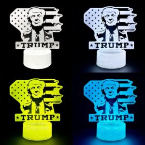 Ikavis 3D LED Night Light Trump 2024 Flat Acrylic Illusion Lighting Lamp with 7 Colors and Touch Sensor, Trump Fan Nightlight Gift