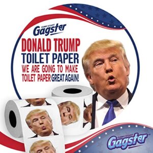 Trump Political Toilet Paper Roll by Gagster - 3 Ply Funny Novelty Gag TP with Full-Color Image - 200 Sheets Per Roll - Prank Gift for Adults - Printed on Every Sheet - Make Your Butt Laugh