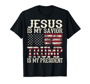 funny american jesus is my savior trump is my president gift t-shirt