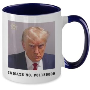 Cute But Rude Donald Trump Mugshot Mug Election 2024 Coffee Cup Inmate No. P01135809 Two Toned Mugs