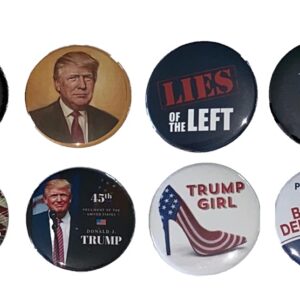 Donald J. Trump buttons - Trump 2024 pins - Hero Collection - Set of 8 (2.25 inches), Red, White and Blue