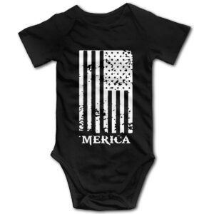 oascuver flag of merica baby boys' and girl's bodysuits infant romper jumpsuit short-sleeve toddler 3m black