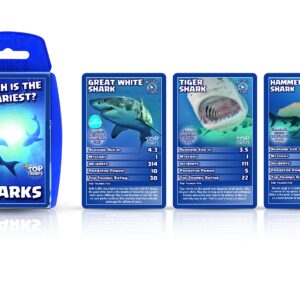 Top Trumps Sharks Classics Card Game, learn about Great White Sharks, Tiger Sharks and Hammerheads in this educational pack, gift and toy for boys and girls aged 6 plus