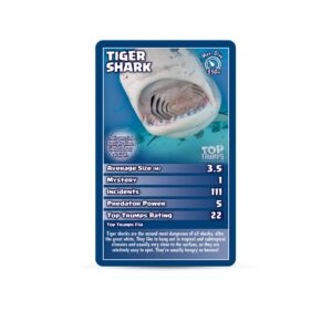 Top Trumps Sharks Classics Card Game, learn about Great White Sharks, Tiger Sharks and Hammerheads in this educational pack, gift and toy for boys and girls aged 6 plus