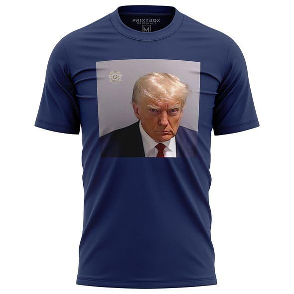 Donald Trump Mugshot Shirt for Men, Funny President Trump 2024 Shirts Navy Blue