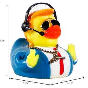 Large Rubber Duck Ornaments for Car Accessories Dashboard Decorations Trump Duck Toys with Sunglasses Headphones and Necklace (Style A)