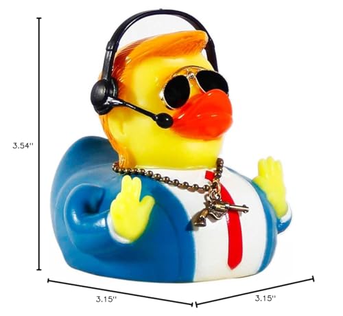 Large Rubber Duck Ornaments for Car Accessories Dashboard Decorations Trump Duck Toys with Sunglasses Headphones and Necklace (Style A)