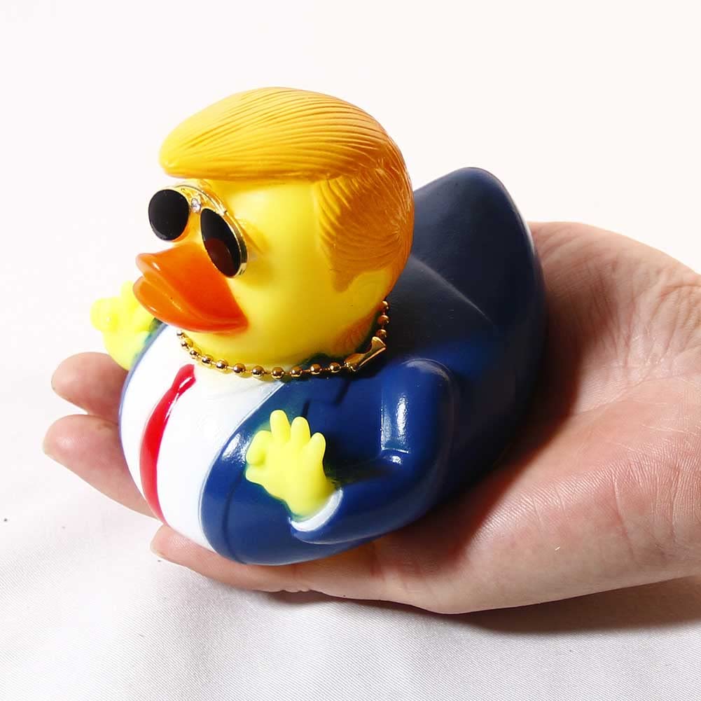 Large Rubber Duck Ornaments for Car Accessories Dashboard Decorations Trump Duck Toys with Sunglasses Headphones and Necklace (Style A)