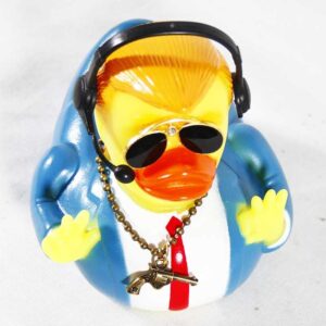 Large Rubber Duck Ornaments for Car Accessories Dashboard Decorations Trump Duck Toys with Sunglasses Headphones and Necklace (Style A)