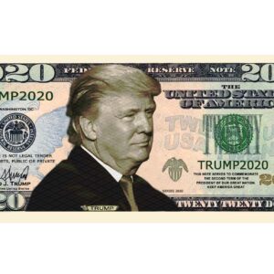 Trump Money Pack of 50 - Donald Trump 2020 Re-Election Presidential Dollar Bill - Limited Edition Novelty Dollar Bill. Full Color Front & Back Printing with Great Detail.