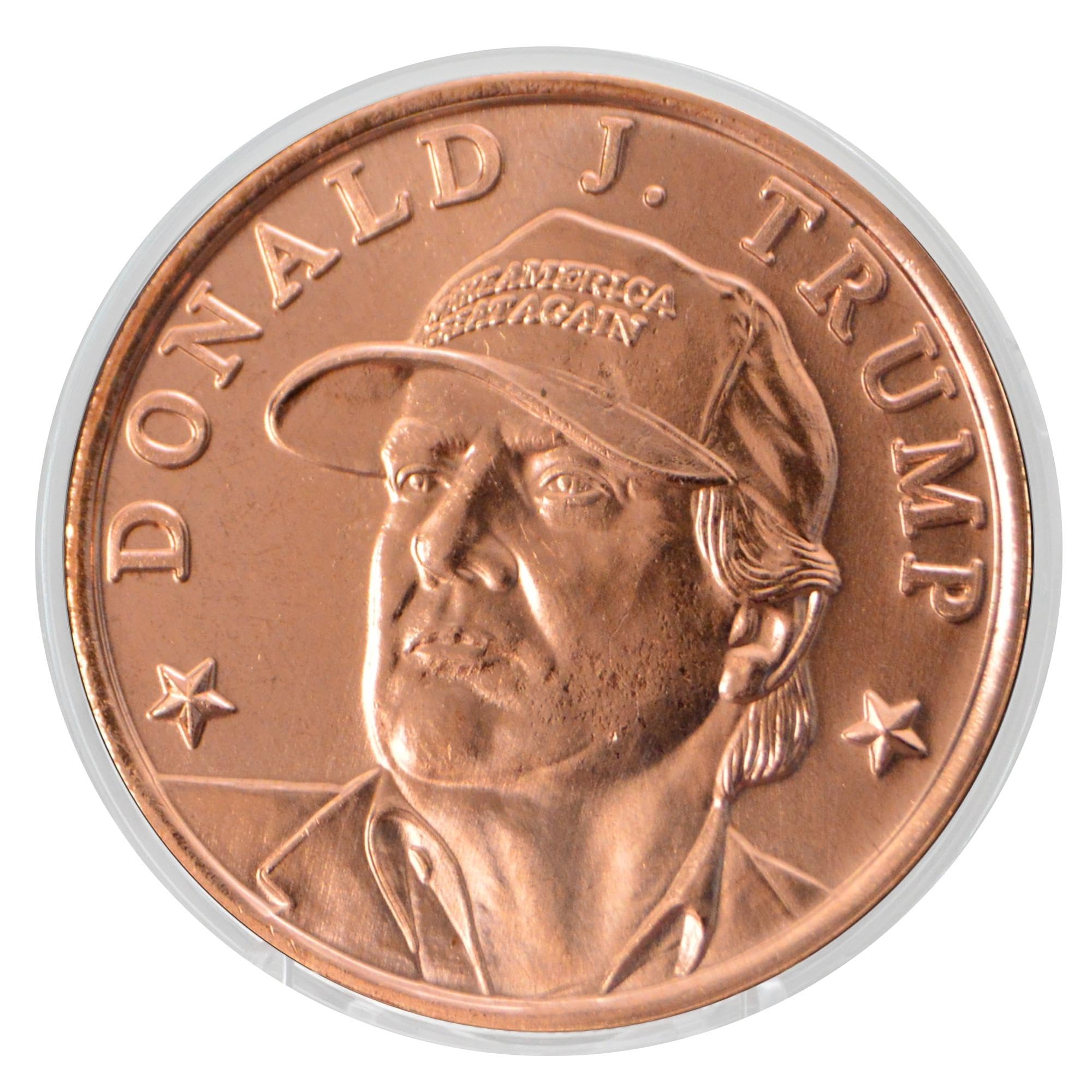 Donald J. Trump MAGA Hat Commemorative 1 oz Pure .999 Copper Round Challenge Coin in Capsule