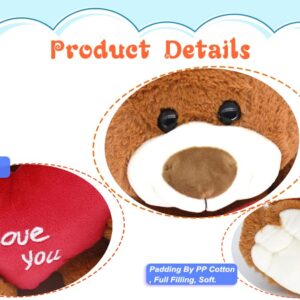 I Love You! 10'' Teddy Bear with Red Heart, Soft Plush Bear Doll Stuffed Animal Toys Valentines Day Decor Gifts for Her/Girlfriend Lover Mom Kids (Brown)