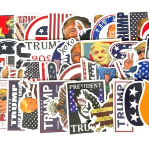 Donald Trump Non-Repeating Decal Sticker 50 pcs for 2024 Presidential Election Campaign Vote Vinyl Stickers for Hydro flask Water Bottles Laptop Computer Skateboard Car Bumper Waterproof Decals