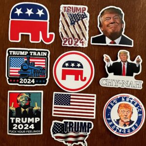 Donald Trump Non-Repeating Decal Sticker 50 pcs for 2024 Presidential Election Campaign Vote Vinyl Stickers for Hydro flask Water Bottles Laptop Computer Skateboard Car Bumper Waterproof Decals