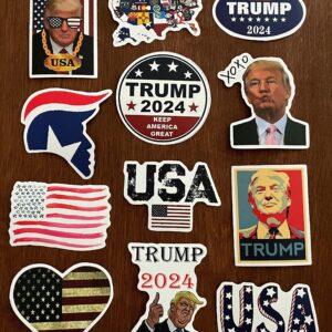 Donald Trump Non-Repeating Decal Sticker 50 pcs for 2024 Presidential Election Campaign Vote Vinyl Stickers for Hydro flask Water Bottles Laptop Computer Skateboard Car Bumper Waterproof Decals