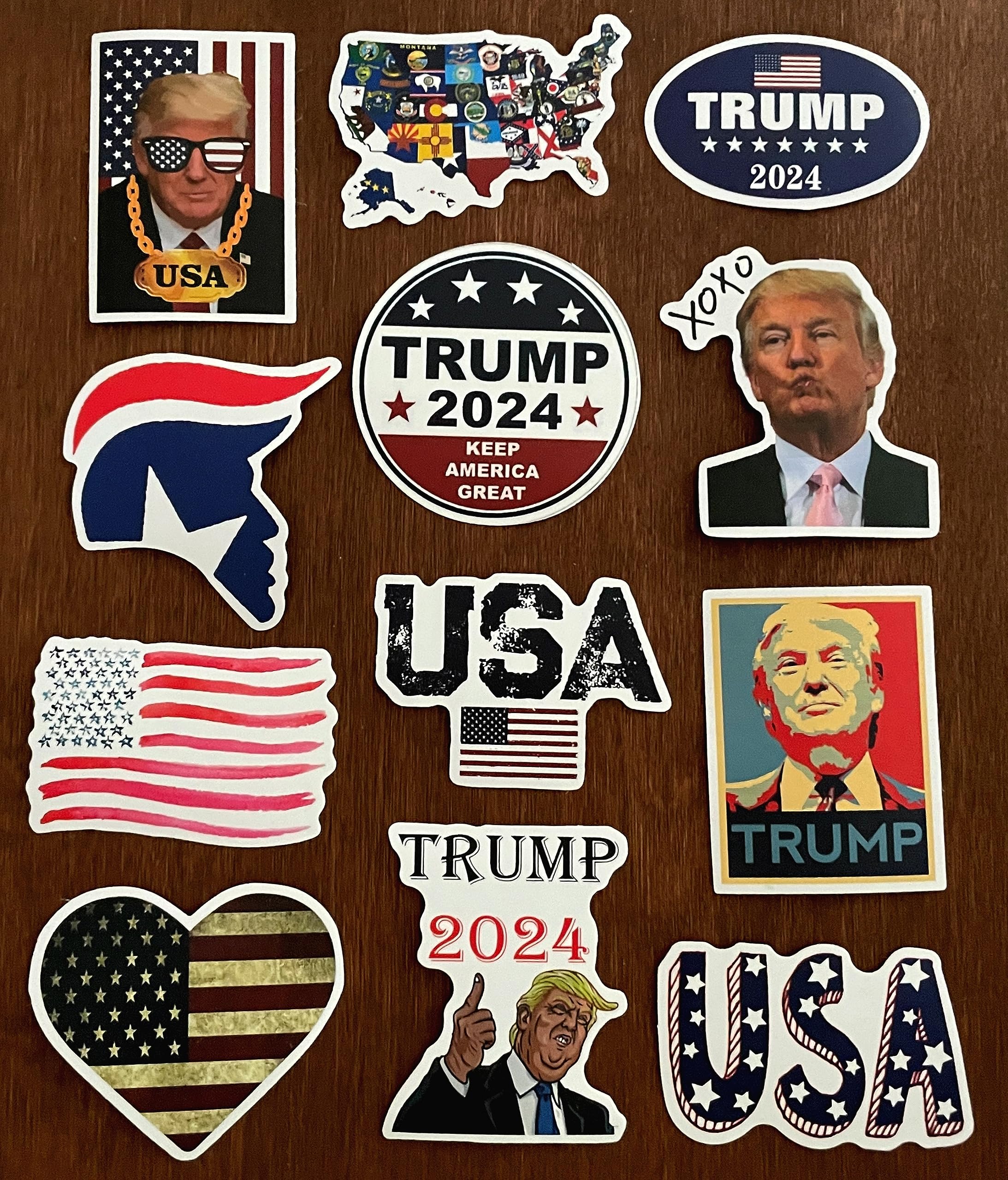 Donald Trump Non-Repeating Decal Sticker 50 pcs for 2024 Presidential Election Campaign Vote Vinyl Stickers for Hydro flask Water Bottles Laptop Computer Skateboard Car Bumper Waterproof Decals