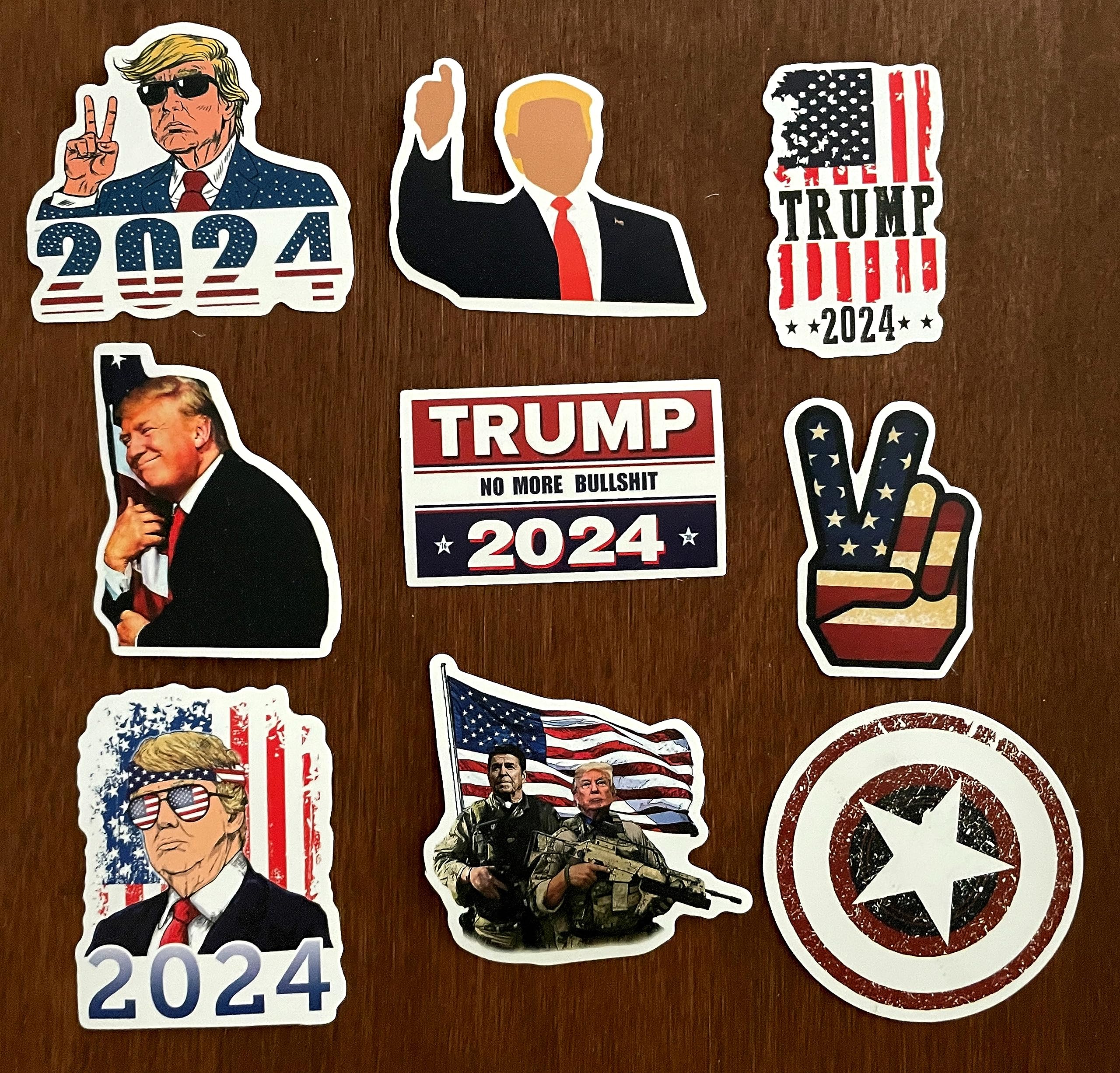 Donald Trump Non-Repeating Decal Sticker 50 pcs for 2024 Presidential Election Campaign Vote Vinyl Stickers for Hydro flask Water Bottles Laptop Computer Skateboard Car Bumper Waterproof Decals