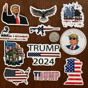 Donald Trump Non-Repeating Decal Sticker 50 pcs for 2024 Presidential Election Campaign Vote Vinyl Stickers for Hydro flask Water Bottles Laptop Computer Skateboard Car Bumper Waterproof Decals