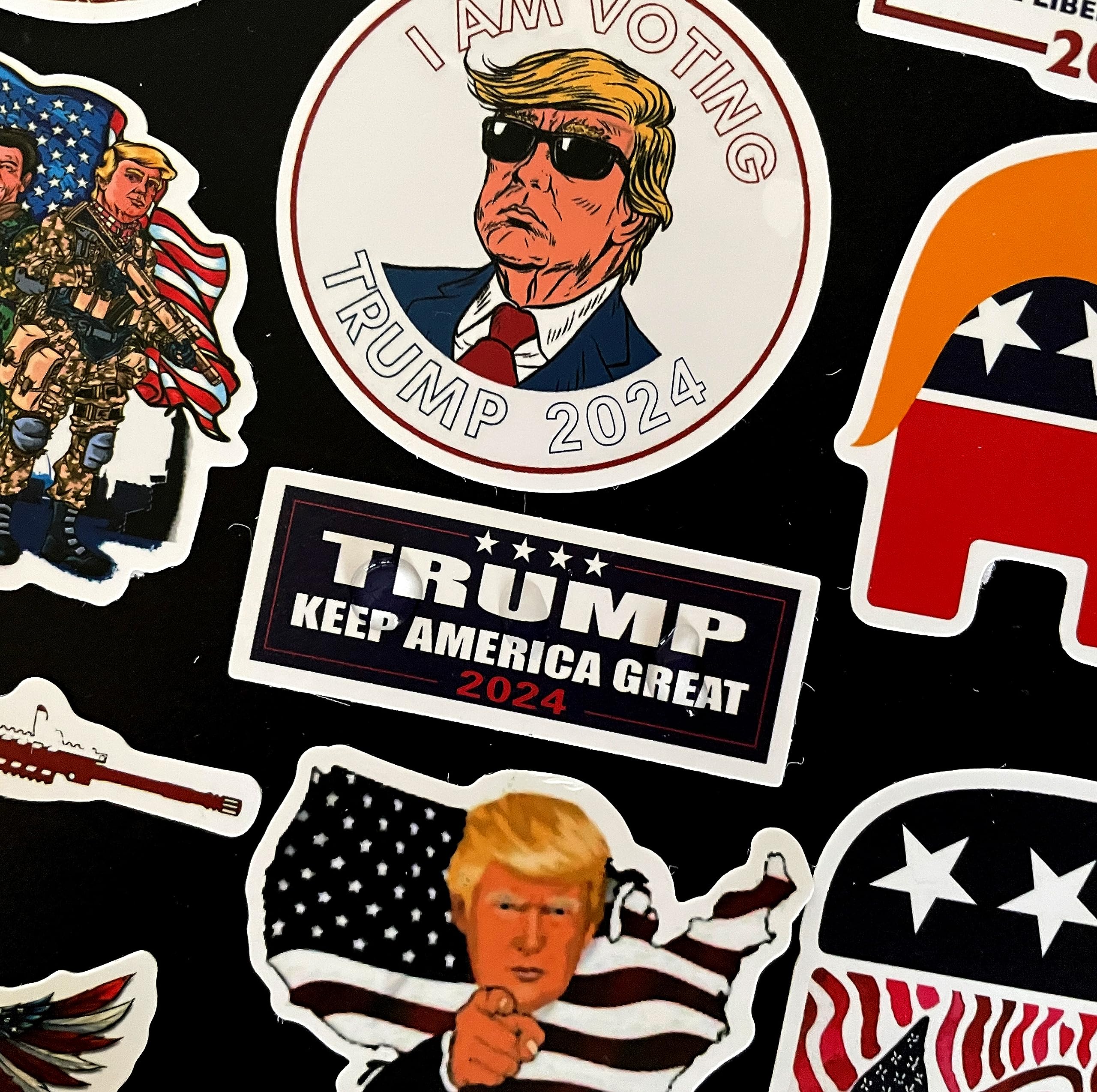 Donald Trump Non-Repeating Decal Sticker 50 pcs for 2024 Presidential Election Campaign Vote Vinyl Stickers for Hydro flask Water Bottles Laptop Computer Skateboard Car Bumper Waterproof Decals