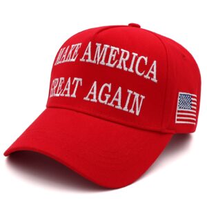 Trump 2024 45-47 MAGA Hat Make America Great Again Donald Trump Slogan with USA Flag Cap (Red MAGA Hat)