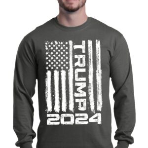 shop4ever Trump Flag 2024 Long Sleeve Shirt Large Charcoal