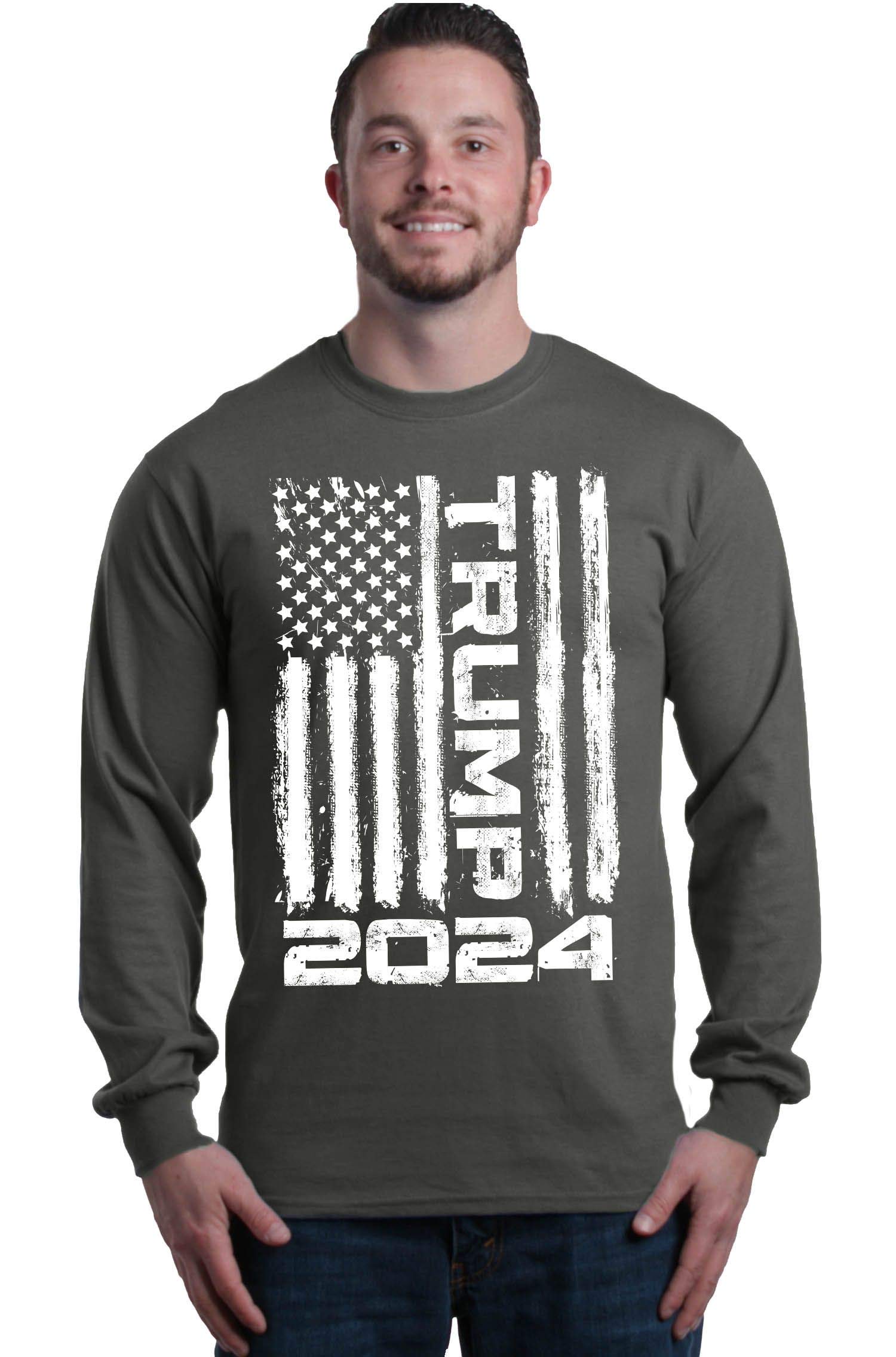 shop4ever Trump Flag 2024 Long Sleeve Shirt Large Charcoal