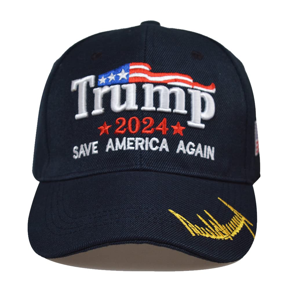 AYRXG 2024 Trump Hat Campaign Rally Save America Again Embroidered Adjustable Black Baseball Cap for Both Men and Women