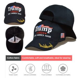 AYRXG 2024 Trump Hat Campaign Rally Save America Again Embroidered Adjustable Black Baseball Cap for Both Men and Women