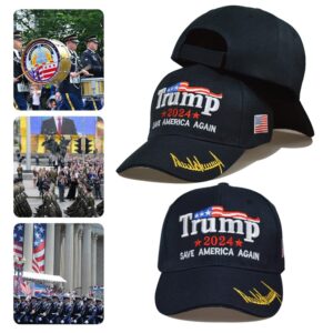 AYRXG 2024 Trump Hat Campaign Rally Save America Again Embroidered Adjustable Black Baseball Cap for Both Men and Women