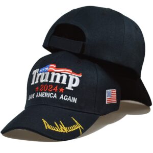 AYRXG 2024 Trump Hat Campaign Rally Save America Again Embroidered Adjustable Black Baseball Cap for Both Men and Women