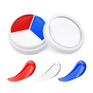 Red White Blue Face Paint - 3 Colors 12g USA American Flag Patriotic Stripe Fan Brush Stick, Face and Body Paint for 4th of July Independence Day, Halloween Cosplay Makeup, Sports Events Party Stuff