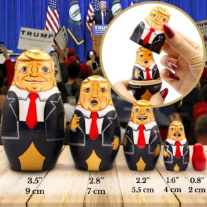 AEVVV Trump Nesting Dolls Set of 5 pcs - Trump Decor - Russian Stacking Dolls Wooden - Trump Gifts - Donald Trump Figurine - Trump Decorations