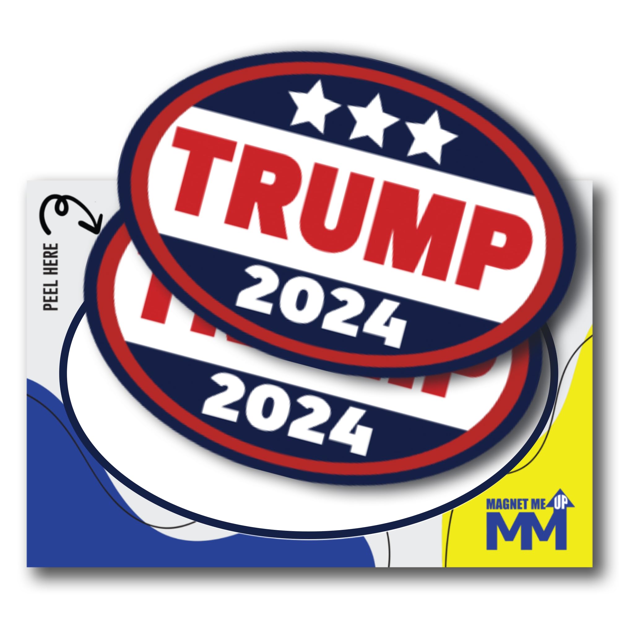 Magnet Me Up Trump 2024 Donald Trump Republican Political Party 2024 Adhesive Decal Sticker, 2 Pack, 5.5x3.5 Inch, Heavy Duty Adhesion to Car Window, Bumper, etc