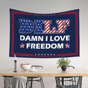 Abipuir Damn I Love Freedom DILF Tapestry Trump Tapestry Wall Art Tapestry for Bedroom (Color : Colour, Size : 75X100CM)